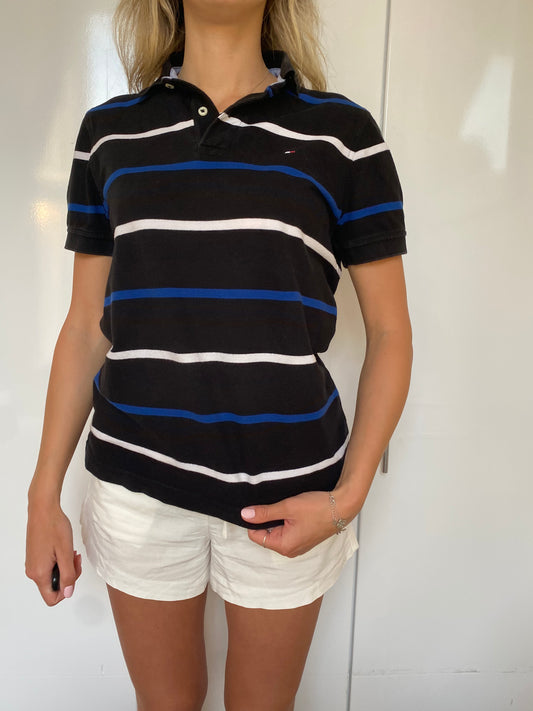 Tommy Hilfiger | 100% Cotton | Black | Polo | Short-Sleeve | Size Small | Second-hand